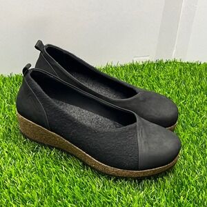 Stegmann Women Black Leather Wool Felt Cork Wedge Slip On Shoes Size 8 Portugal